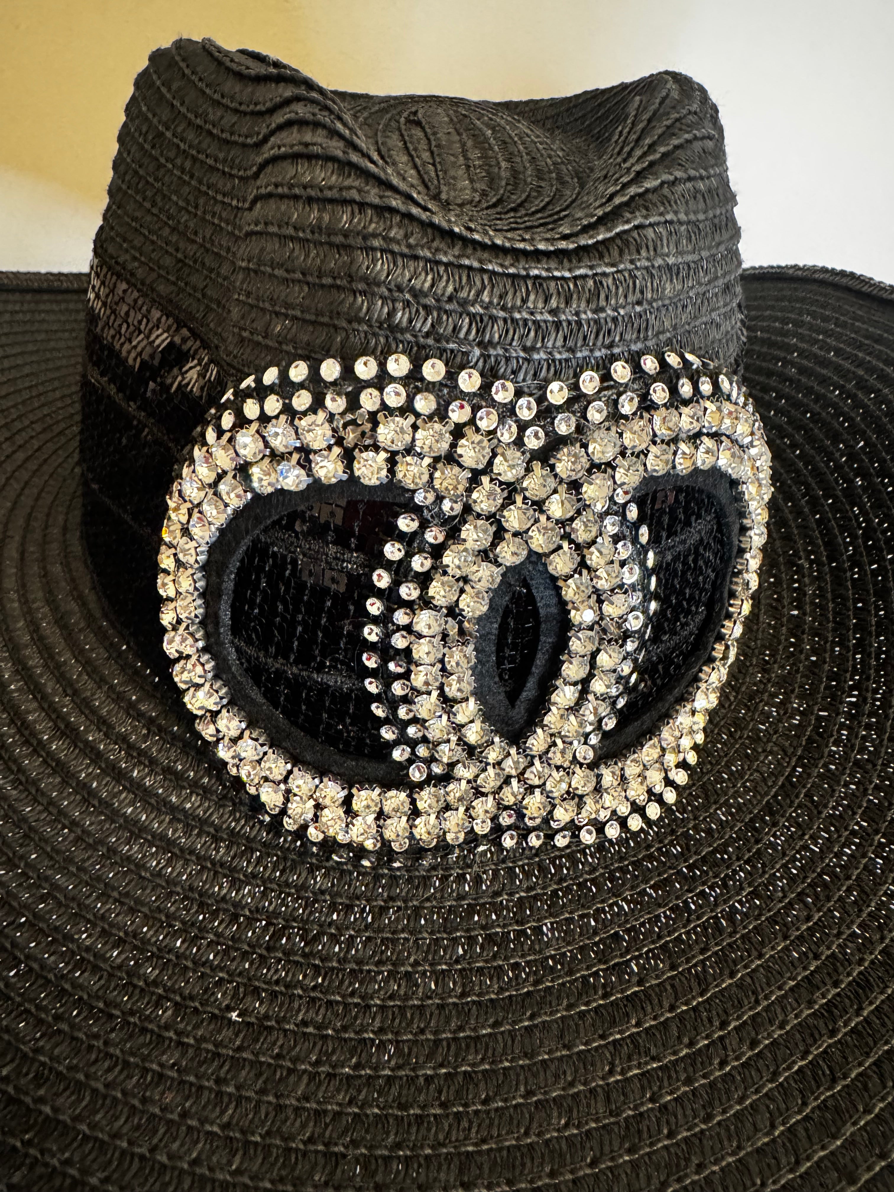 Black Western Hat with intersecting Double Rings