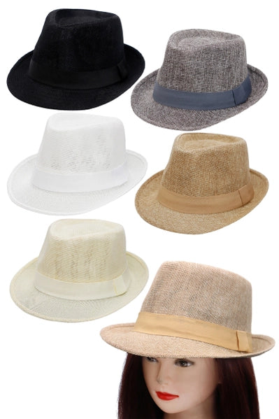 Ladies Tan Chic Breathable Mesh Fedora Hat