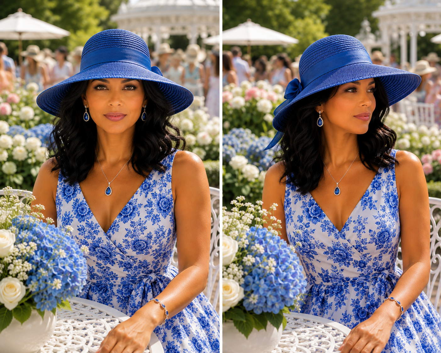 Chic Derby Sun Floppy Brim Hat - Blue