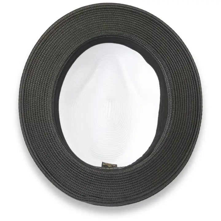 Crushable Straw Fedora Hat - Two Tone - White & Black