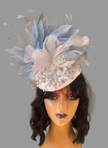 Kentucky Derby Embellished Rhinestone Powder Blue Festival Fascinator