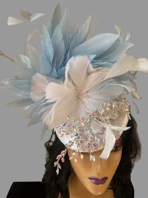 Kentucky Derby Embellished Rhinestone Powder Blue Festival Fascinator
