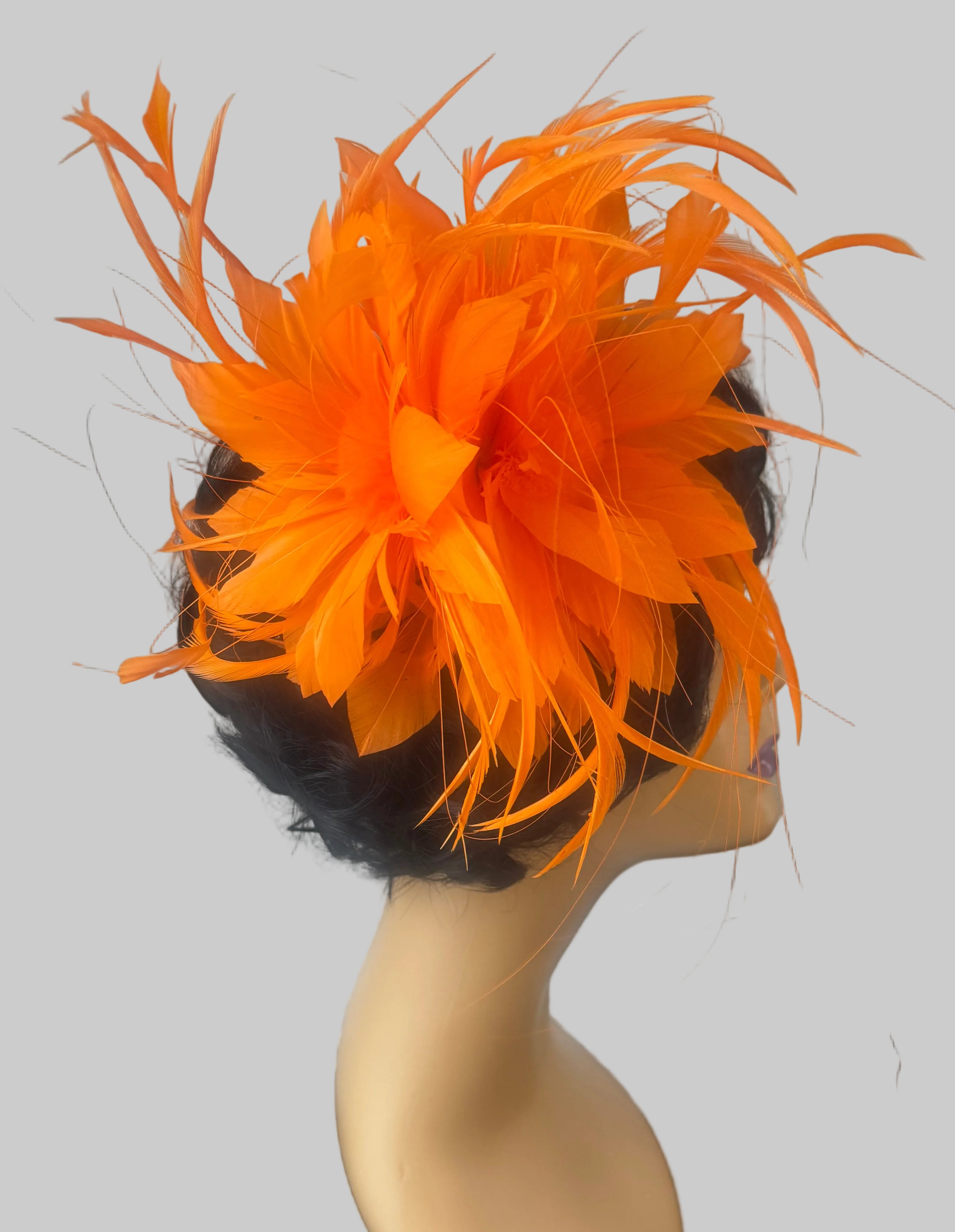 DOUBLE FEATHER FASCINATOR - ORANGE