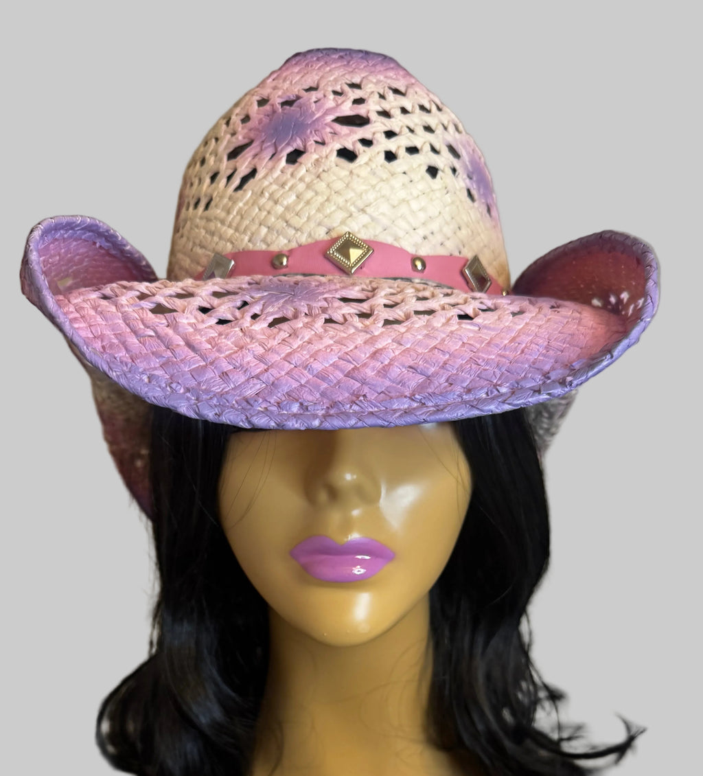 Purple and Pink Ombre Sculpted Western Hat