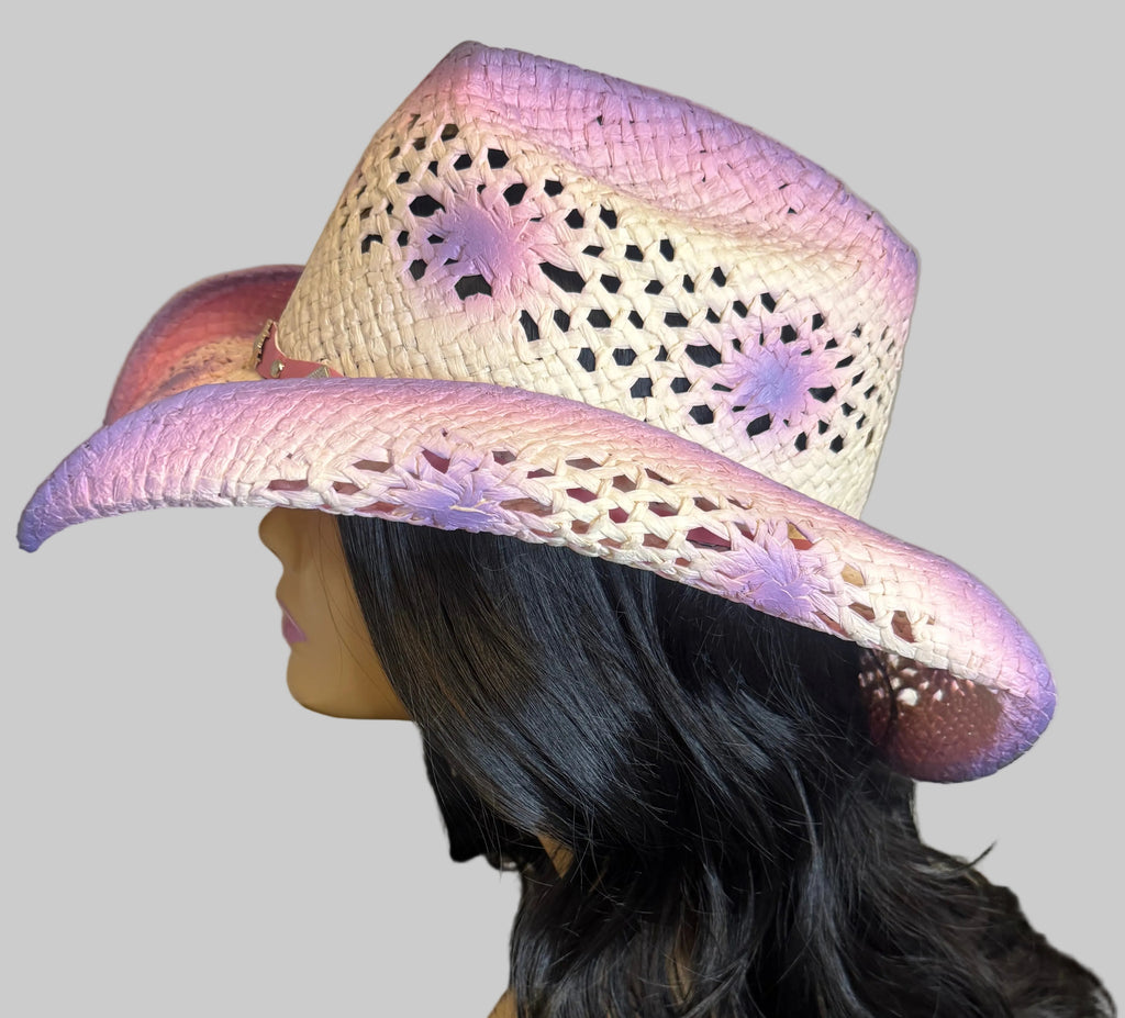 Purple and Pink Ombre Sculpted Western Hat