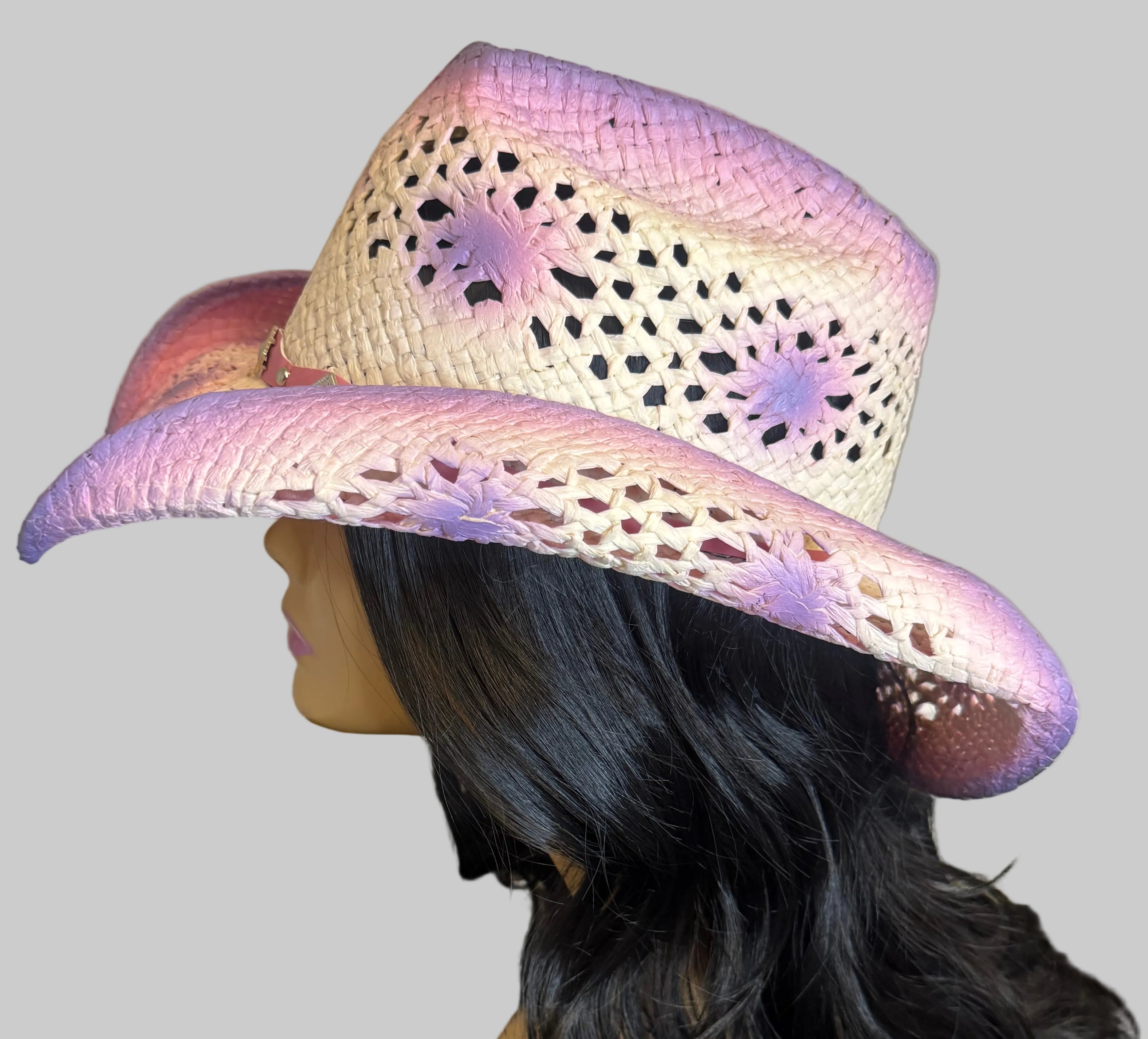 Purple and Pink Ombre Sculpted Western Hat
