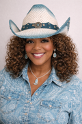Teal Blue and white Ombre Sculpted Western Hat