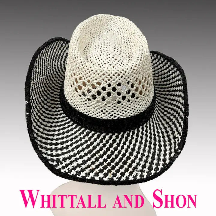 Whittall and Shon's White and Black Twin Crystal Ring Western Hat