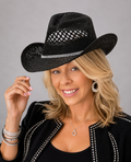 Black Western Rhinestone Sculpted Simple Elegance Hat