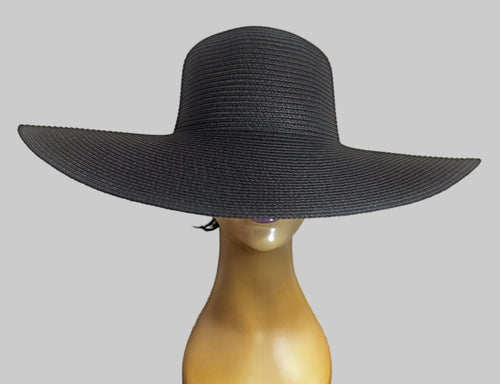 Black Medium Weight Floppy Beach Hat