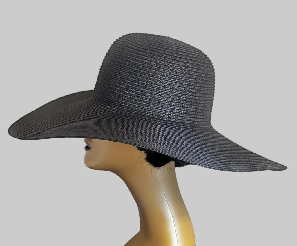 Black Medium Weight Floppy Beach Hat