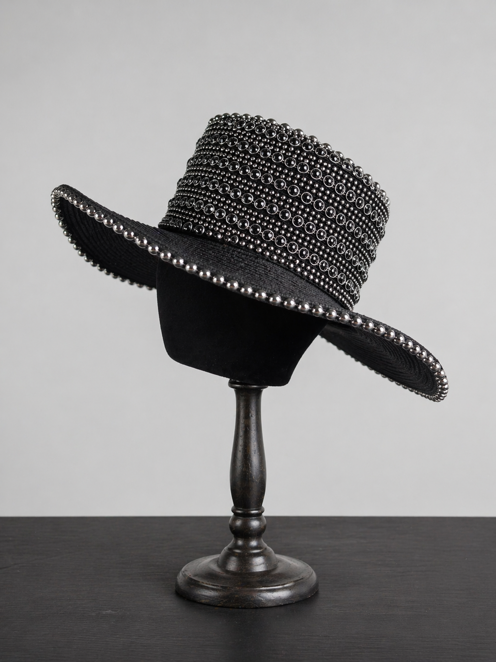 Black & Silver Beaded Western Hat