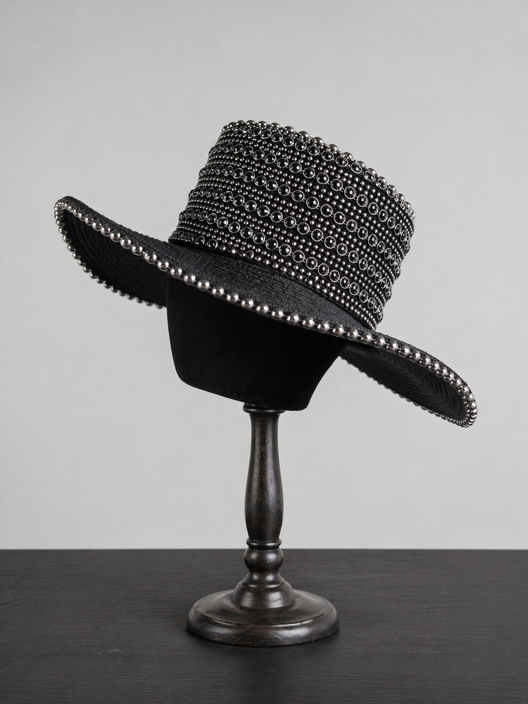 Black & Silver Beaded Western Hat