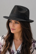 Ladies Black Chic Breathable Mesh Fedora