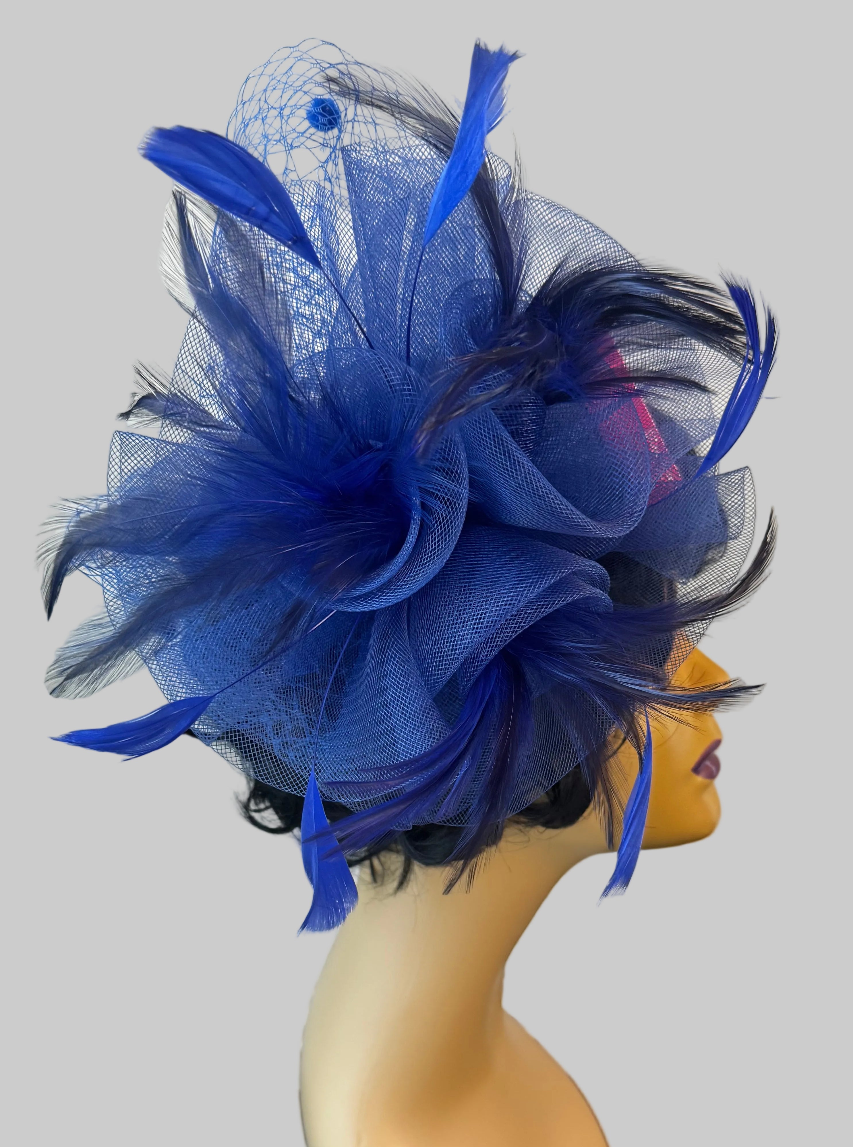 blue fascinator feather
