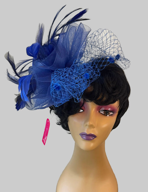 blue fascinator feather