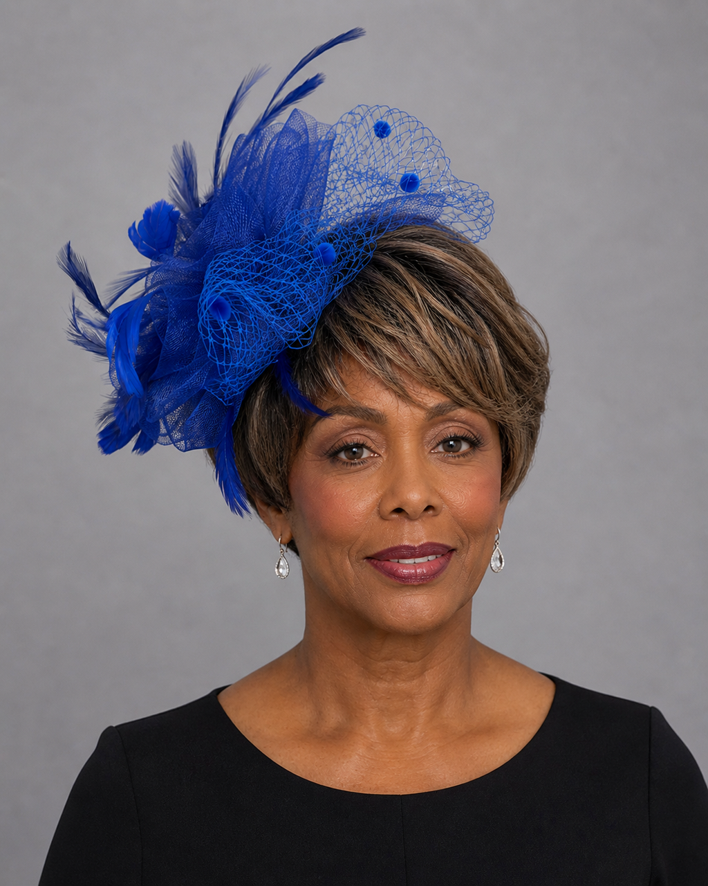 blue fascinator feather