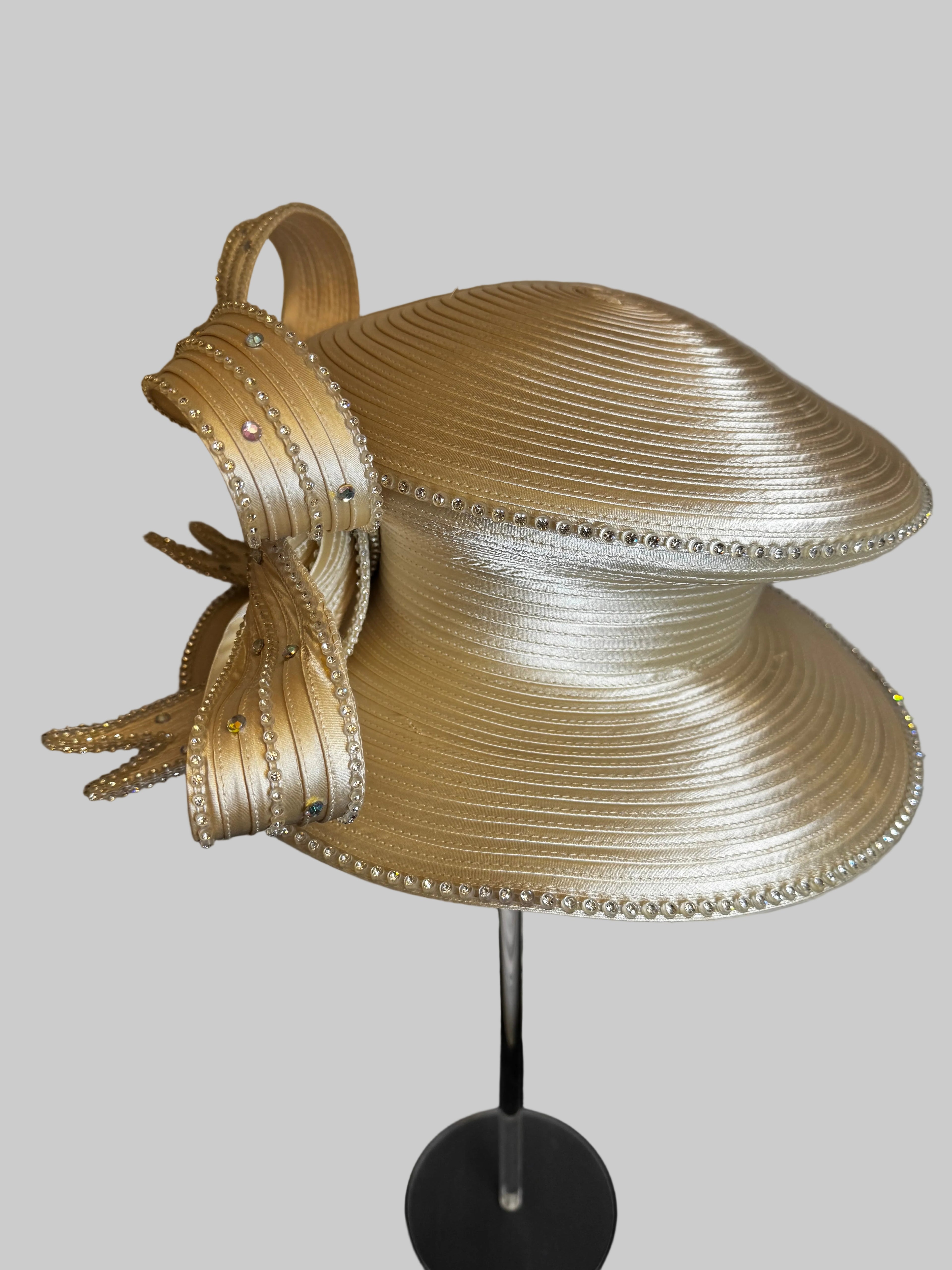 Church Cream Embellished Large Hat