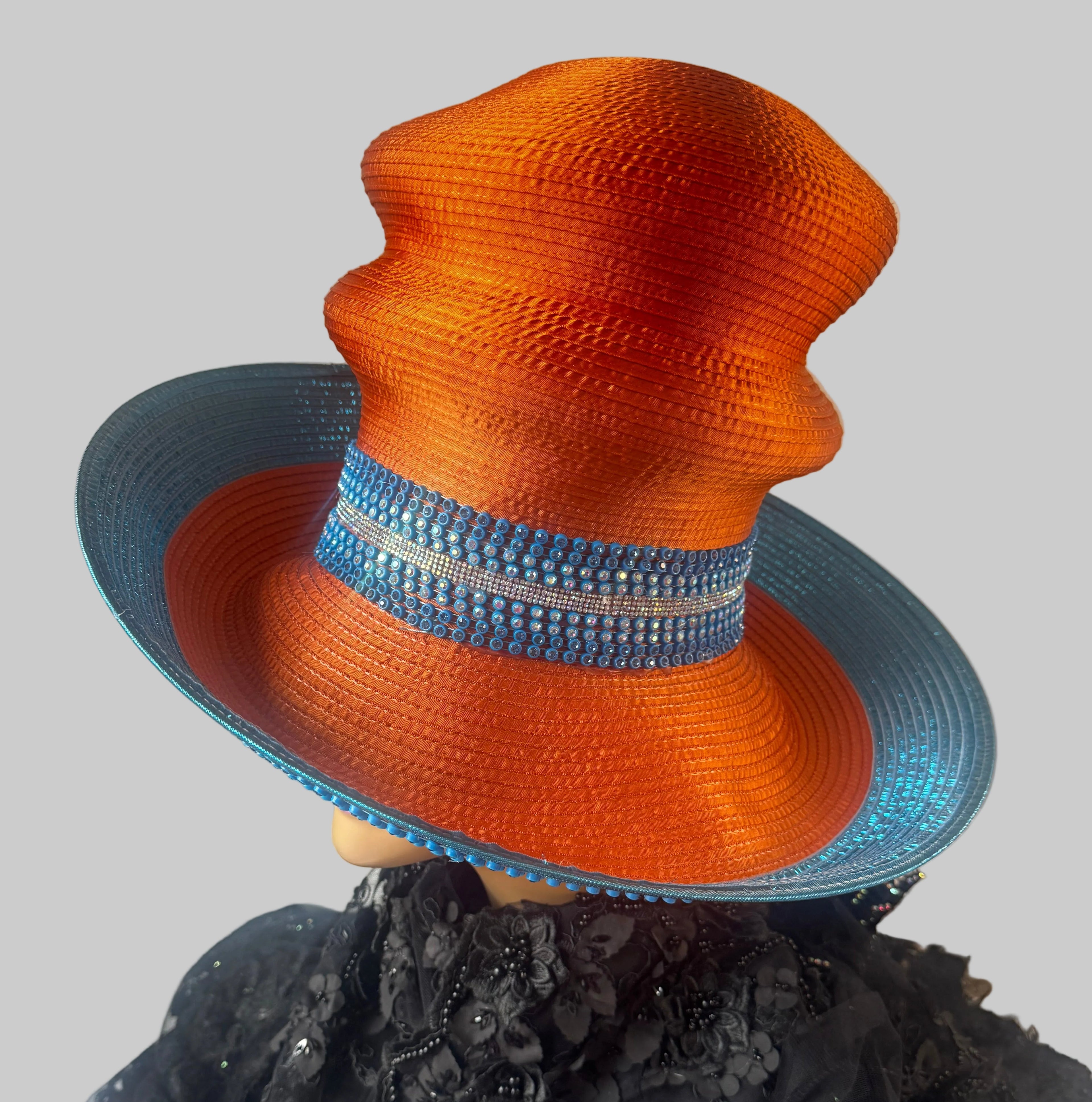 custom Made Orange and turquoise hat
