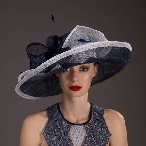 Ascencion Black and White Large Brim Sinamay Hat