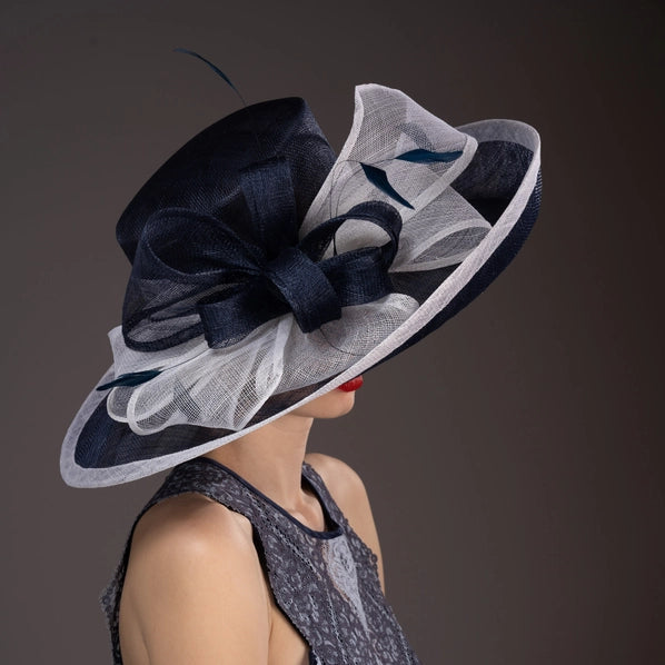 Ascencion Black and White Large Brim Sinamay Hat