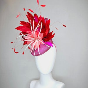 Pink, Coral, Red & White  Passion Floral Fascinator