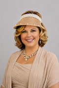 Chic Fashion Straw Sun Visor adorned with Pearls - Khaki