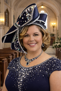 Black Embellished Church Hat with side bow