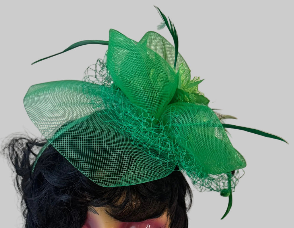 Green Flowery Fascinator