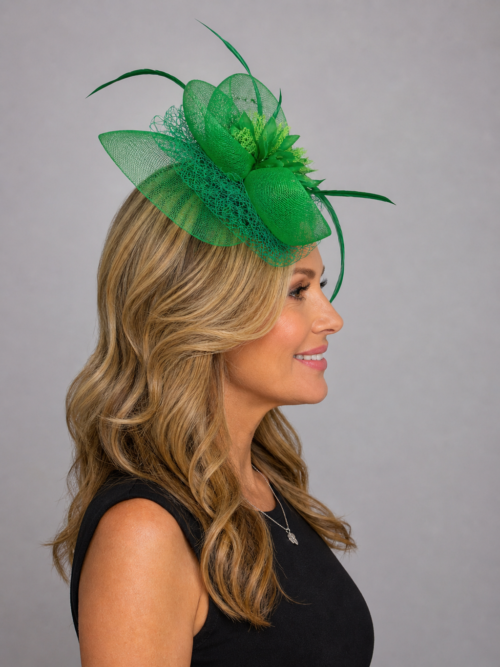 Green Flowery Fascinator