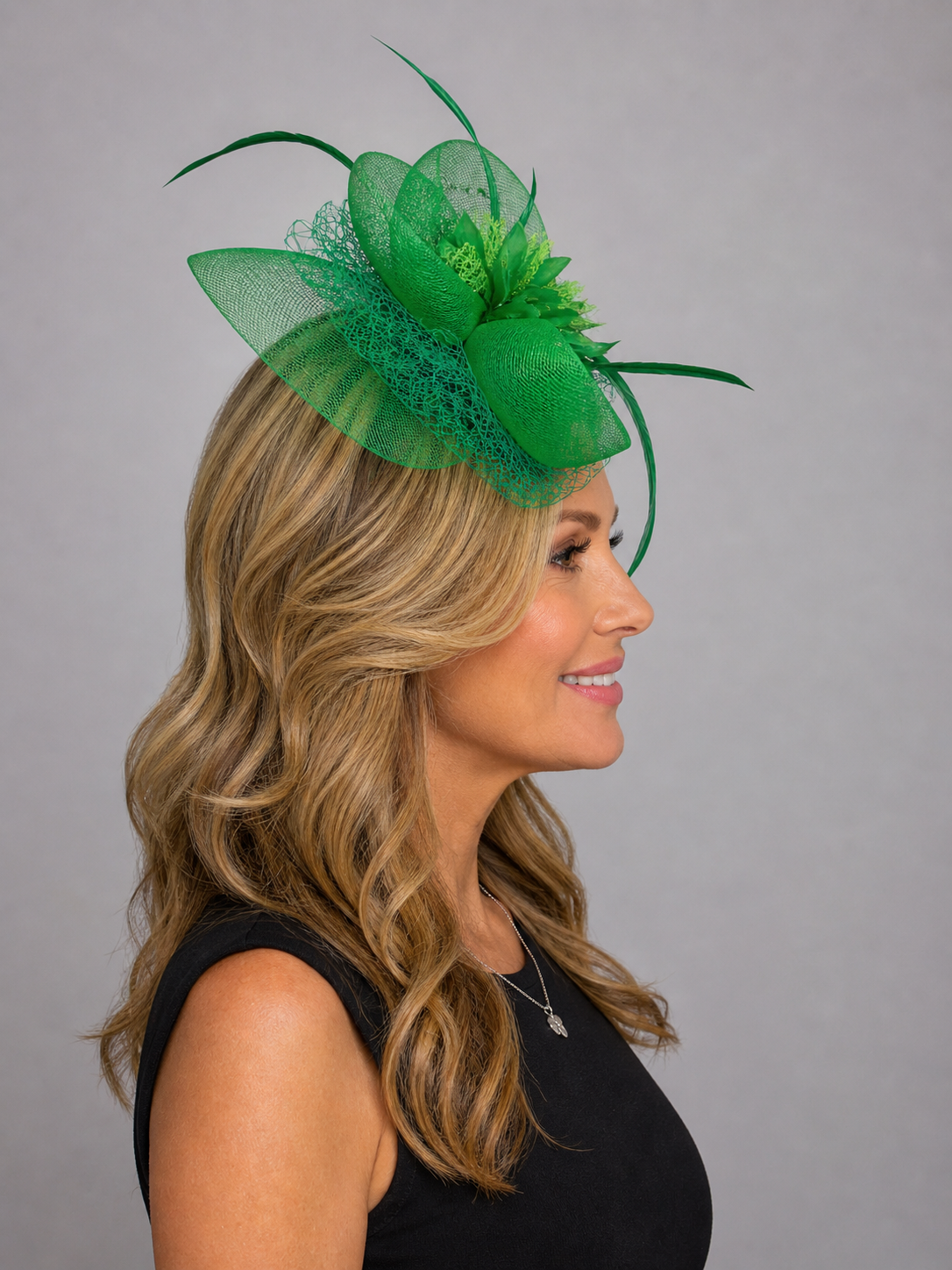 Green Flowery Fascinator