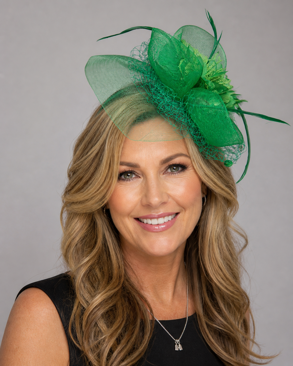 Green Flowery Fascinator
