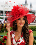 Red Radiant Kentucky Derby Sinamay Hat - Made To Order