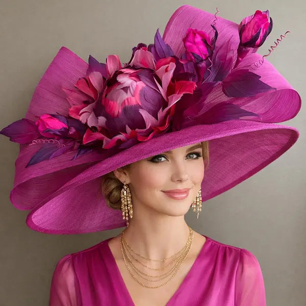 Kentucky Derby's Violent Floral Bloom Hat - Large - Made To Order