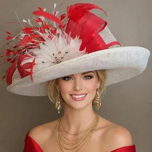 Red and Ivory Radiant Kentucky Derby Hat - Made to Order