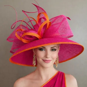 Hot Pink & Orange Passion Kentucky Derby Hat - Made To Order