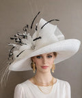 White & Black Feather Poppin' Kentucky Derby Hat - Made To Order