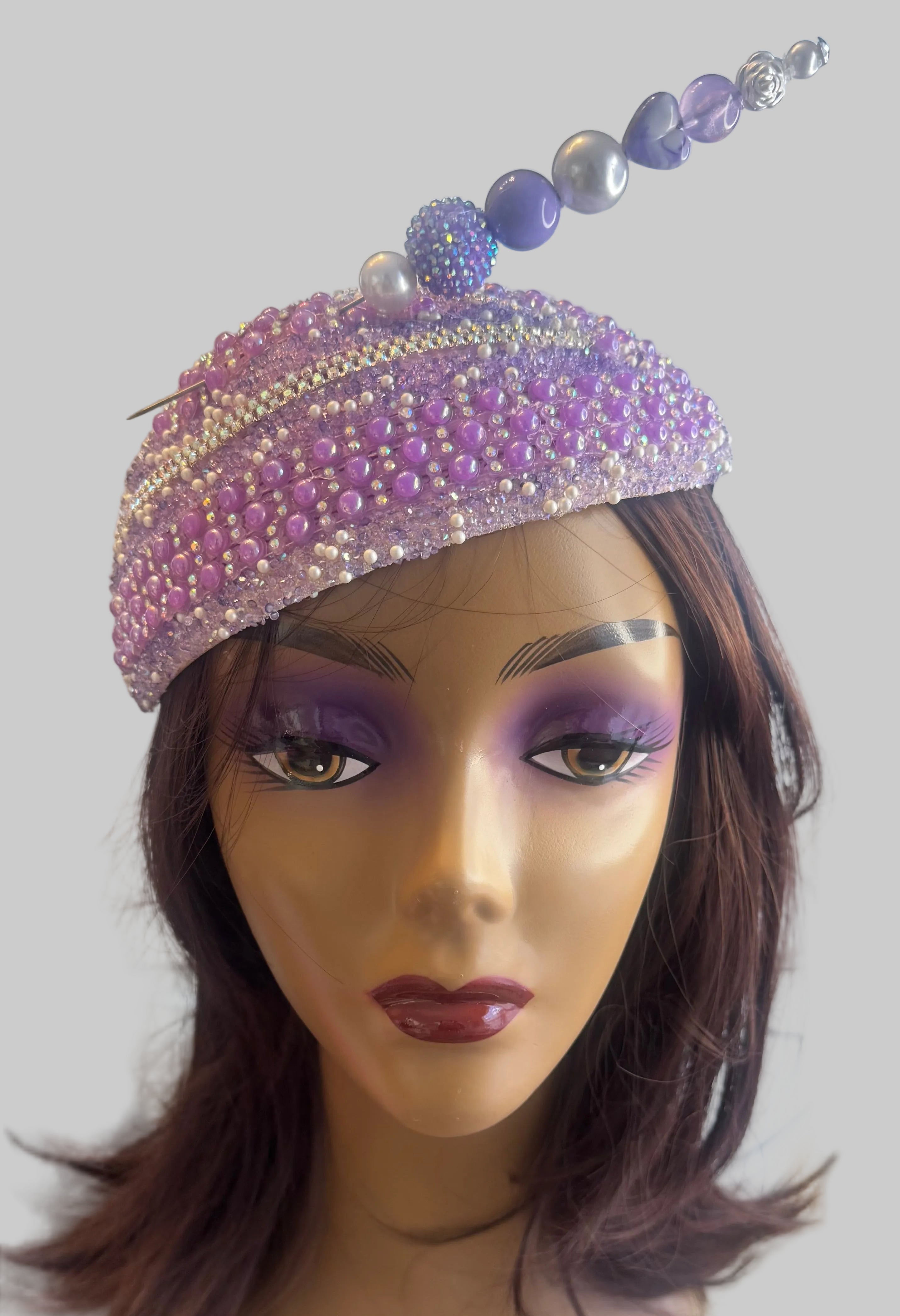 The Lavender Crystal Elegance Crown Fascinator - From Nigeria