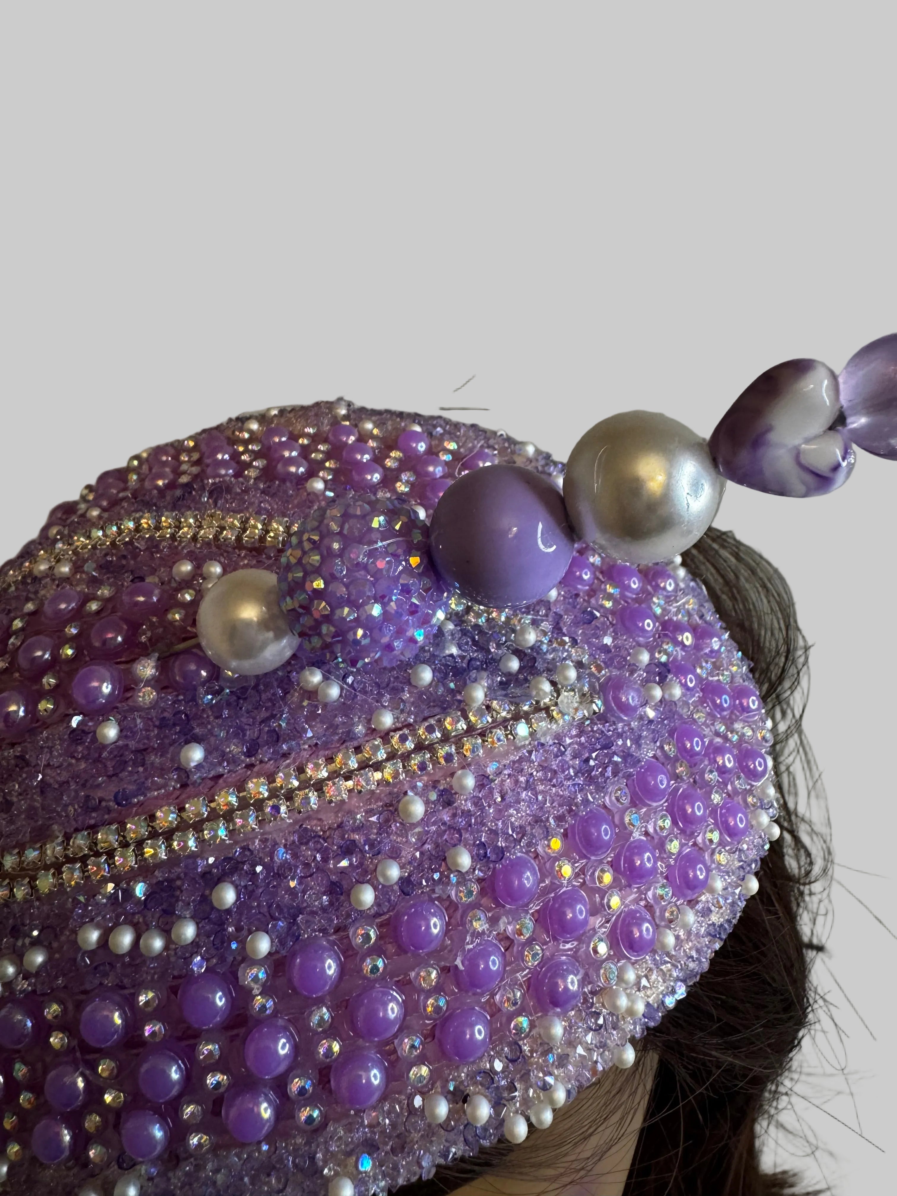 The Lavender Crystal Elegance Crown Fascinator - From Nigeria