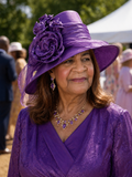 Purple Satin Rose Flower Passion Hat