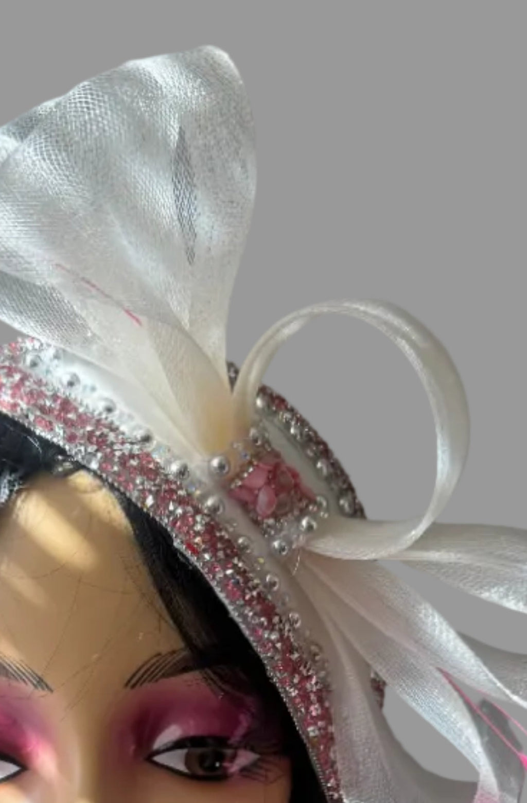 Moonlight Pink & Off White Feather Fascinator - From Nigeria