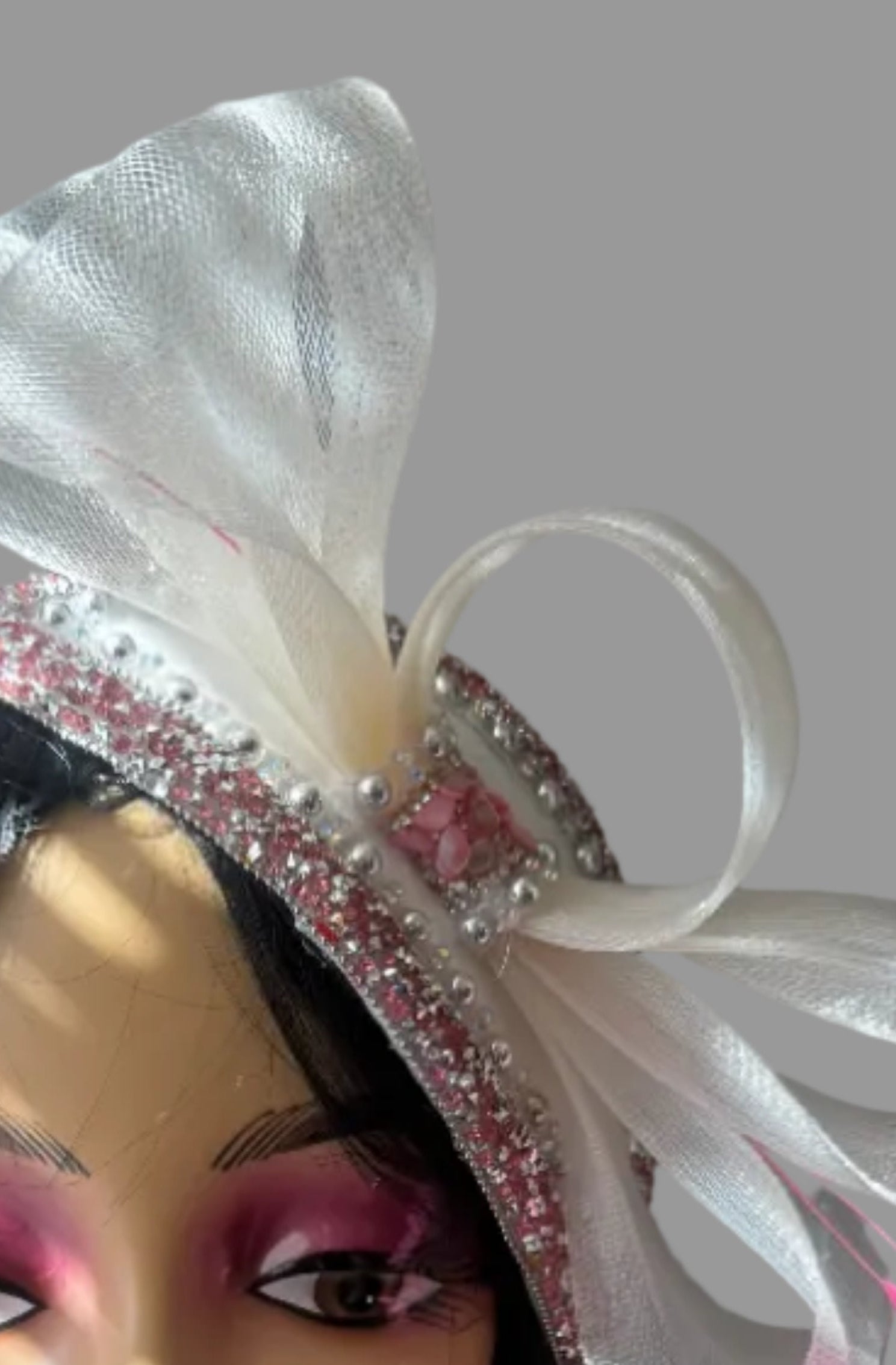 Moonlight Pink & Off White Feather Fascinator - From Nigeria