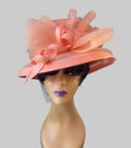 Peach Elegant Ribbon Bow Occasion Hat