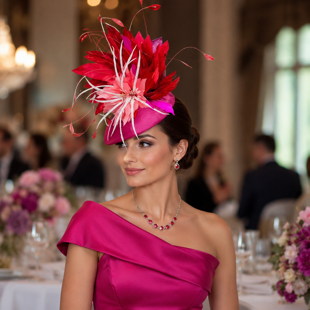 Pink, Coral, Red & White  Passion Floral Fascinator