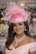 Pink Icicle Fascinator with Feathers and Rhinestone Trim