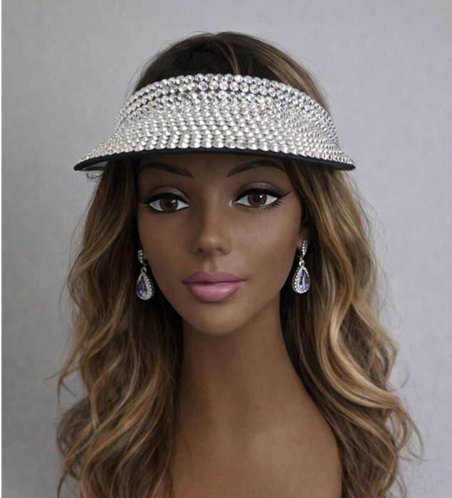 Silver Sequin Embellished Jewel Sun Visor