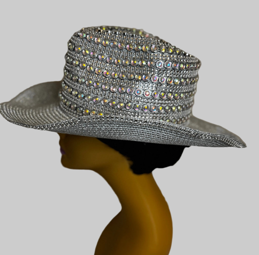 silver whittal and shon hat embellished with hat