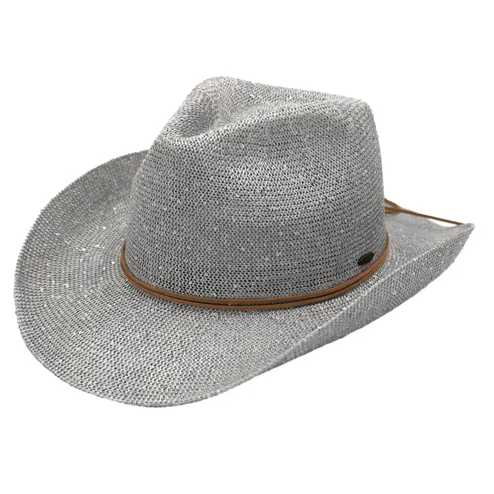 Silver Sequin Western Hat