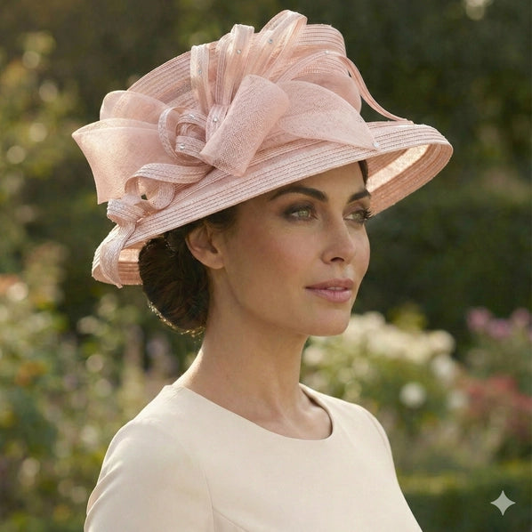 Pink Elegant Ribbon Bow Occasion Hat