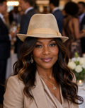 Ladies Tan Chic Breathable Mesh Fedora Hat